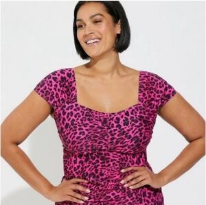 Torrid Pink Cheetah Wireless Swim Top